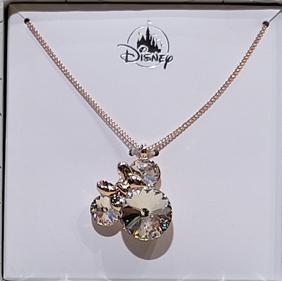 DISNEY PARKS MINNIE MOUSE CRYSTAL ROSE GOLD NECKLACE - Picture 2 of 3